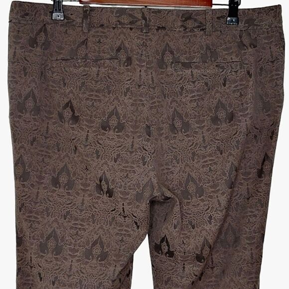 Worthington Brown Damask Patterned Cropped Skinny Pants Size 14 - Picture 4 of 8